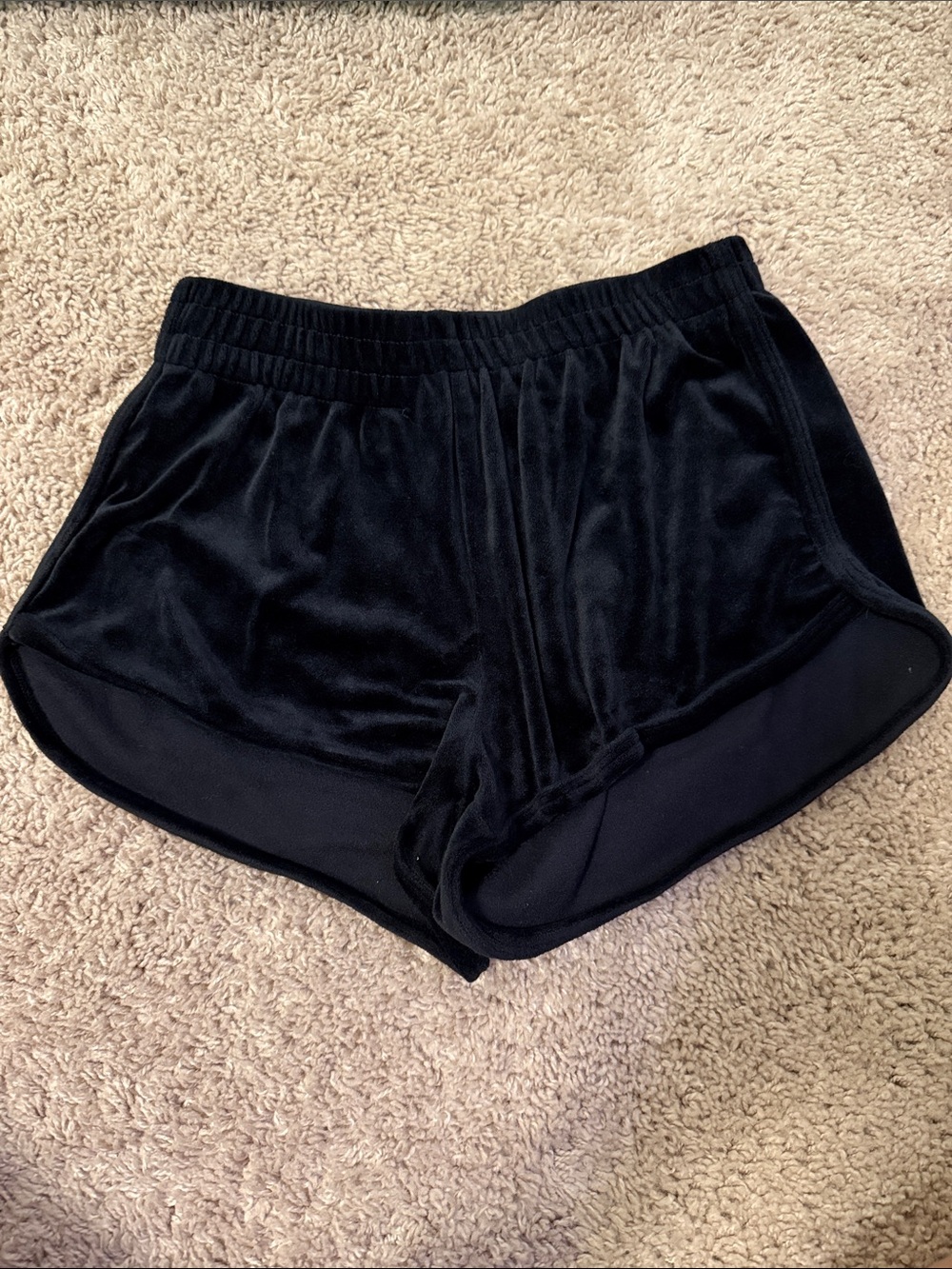 refuge Black Velvet Athletic Lounge Shorts size S